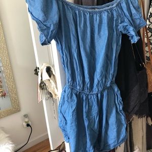 Bershka off the shoulder denim romper